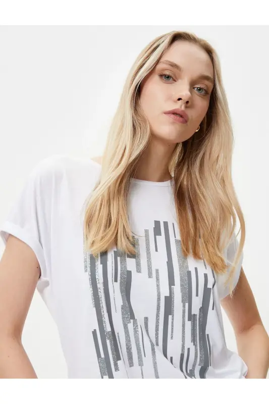 Printed T-shirt Short Sleeve Crew Neck Regular Fi - Modazone