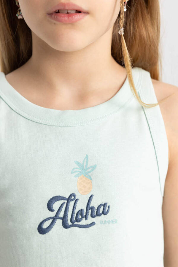 Printed Tank Top for Girls Mint - 5