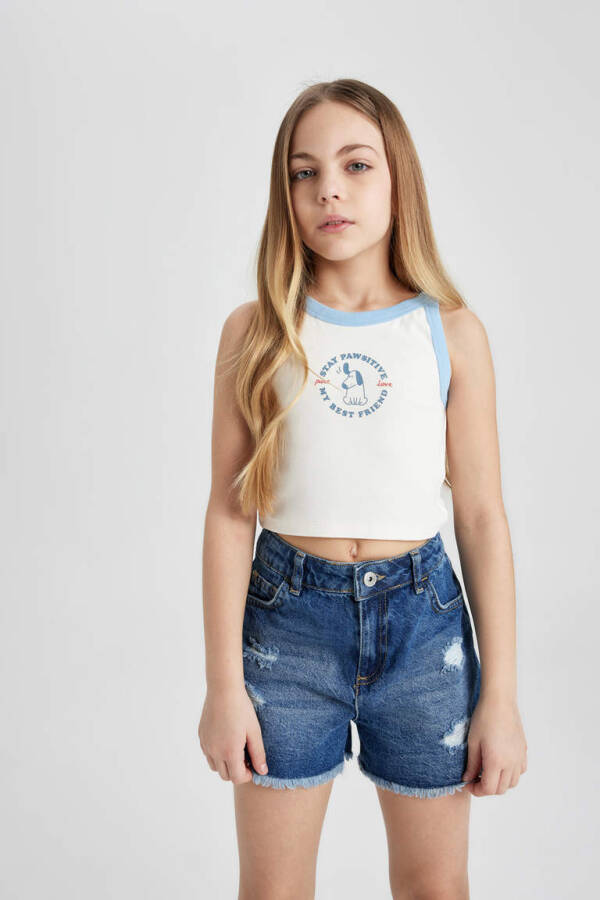 Printed Tank Top for Girls Red White - 1