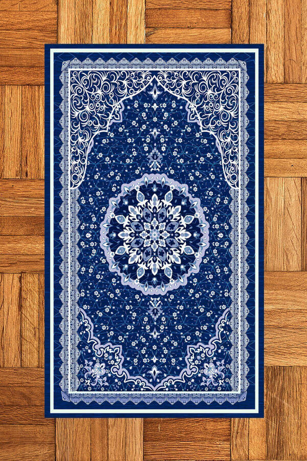 Printed Washable Classic Design Souvenir Prayer Rug 70x130, Seccade-40-blue - 2