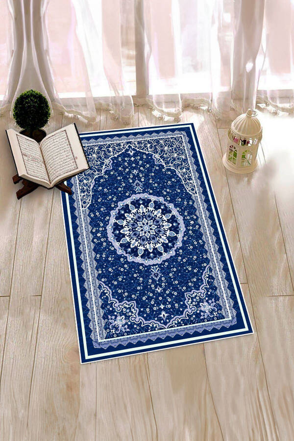 Printed Washable Classic Design Souvenir Prayer Rug 70x130, Seccade-40-blue - 6