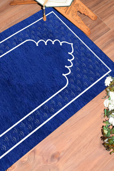 Printed Washable Plain Pattern Prayer Mat 70x130 cm. , SECCADE-11-BLUE - 5