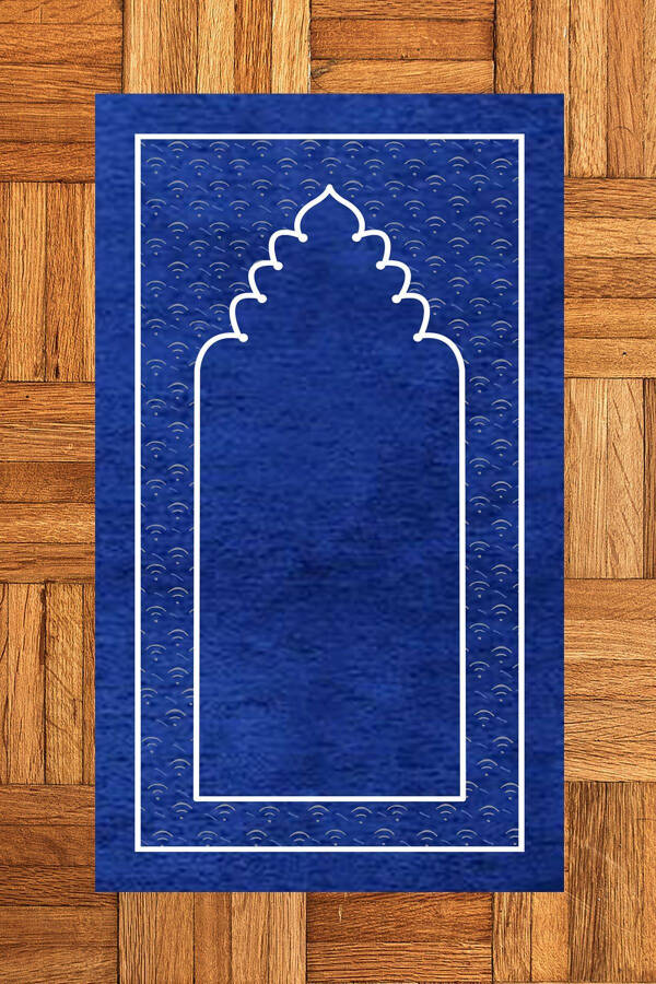 Printed Washable Plain Pattern Prayer Mat 70x130 cm. , SECCADE-11-BLUE - 7