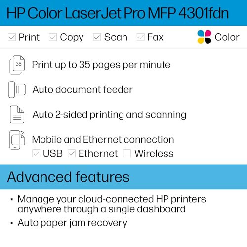 Принтер HP Color LaserJet Pro MFP 4301fdn - 3