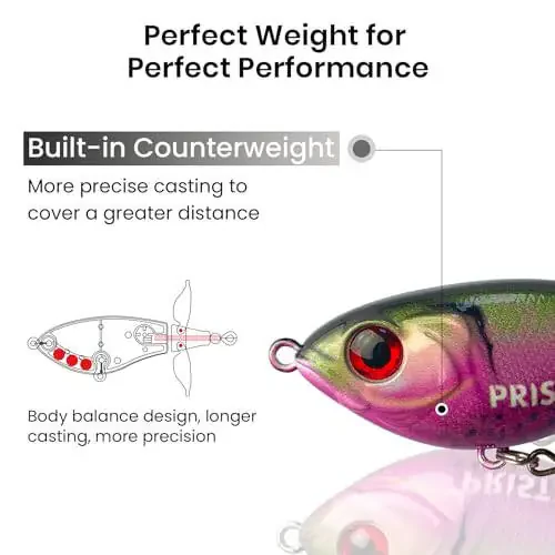 Pristis 3pcs Topwater Fishing Lures with propellers, ploppers with Floating Rotating Tail, Saltwater Freshwater top Water plopping Minnow swimbaits for bass Perch Pike, plopping Sputter baits - 3