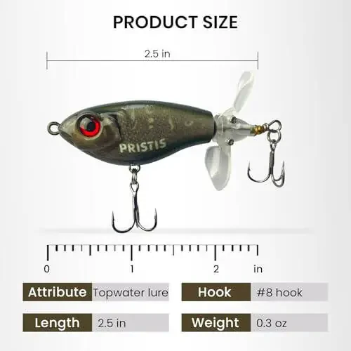 Pristis 3pcs Topwater Fishing Lures with propellers, ploppers with Floating Rotating Tail, Saltwater Freshwater top Water plopping Minnow swimbaits for bass Perch Pike, plopping Sputter baits - 5