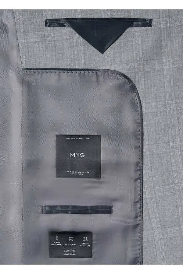 Приталенный шерстяной клетчатый американский костюм - 8