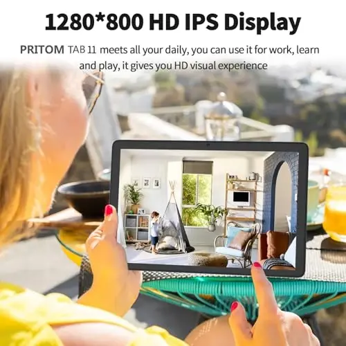 PRITOM TAB11 Planshet Android 13, 128GB, 10 dyuymli Planshet, Sakkiz Yadroli, 5G Ikkita WiFi, HD IPS Displey, Ikkita Kamera, Bluetooth, FM, USB C - 3