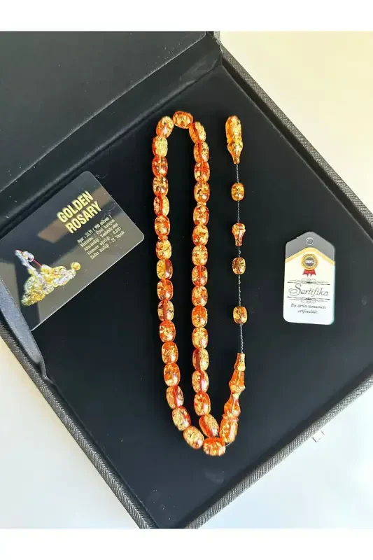 Private Written, Special Boxed Gold Particle Rosary Men's Gift Certified Personalized Name-light orange - 2