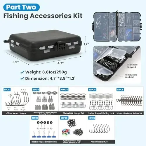 Pro 3-Layer FishingTackle Box Kit with Accessories Set,Including Saltwater and Freshwater Lures,Tools,Spacious Storage,All-in-One Bass Fishing Gear Set & Gift for Men(339pcs Fishing Tackle Box) - 3