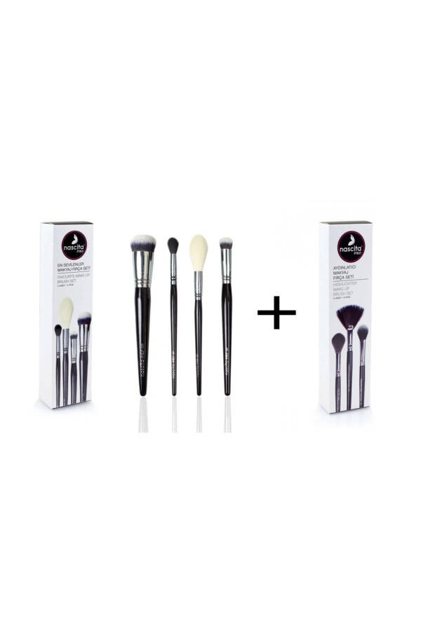 Pro 4 Piece Most Loved Makeup Brush Set NASBRUSHSET54 + Highlighter Makeup Brush Set - 49 - 4