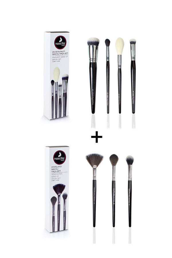 Pro 4 Piece Most Loved Makeup Brush Set NASBRUSHSET54 + Highlighter Makeup Brush Set - 49 - 1