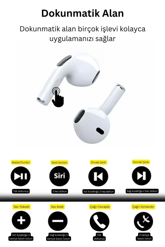 Pro 5 iOS Android Compatible Touch Bluetooth Headphones 8D Stereo HD Sound - 5