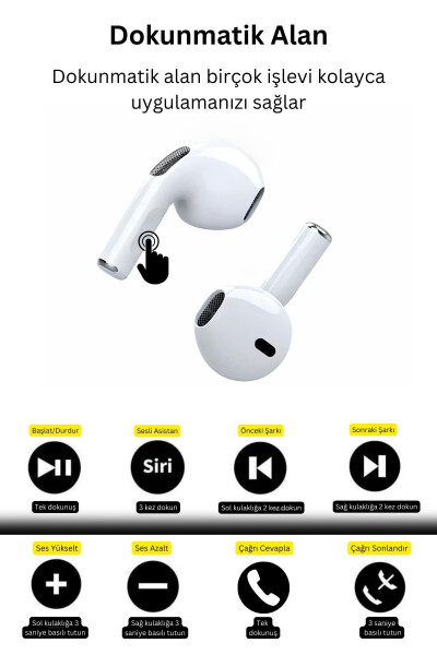 Pro 5 iOS Android Uyumlu Dokunmatik Bluetooth Kulaklık 8D Stereo HD Ses - 4