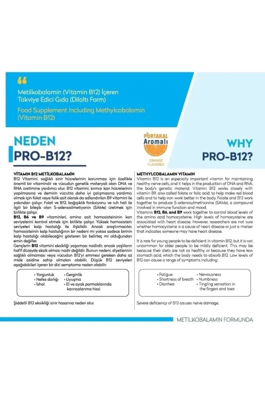 Pro-b12 Unutkanlik, Diqqat, Konsentratsiya, Miya Funktsiyalari B12 60 Donadan - 8