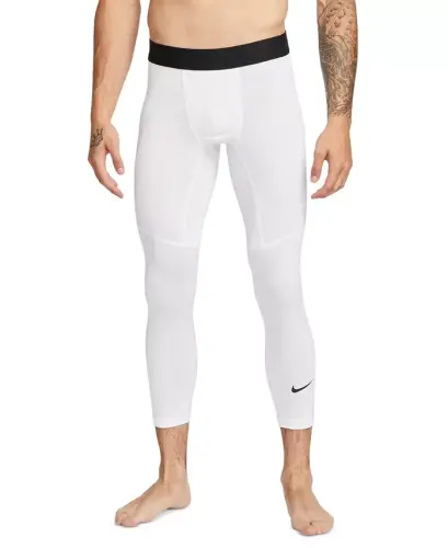 Pro Men's Dri-FIT 3/4-Length Fitness Tights - White/black - 1