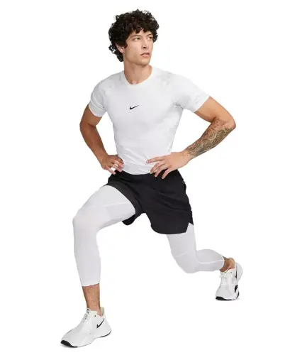 Pro Men's Dri-FIT 3/4-Length Fitness Tights - White/black - 4