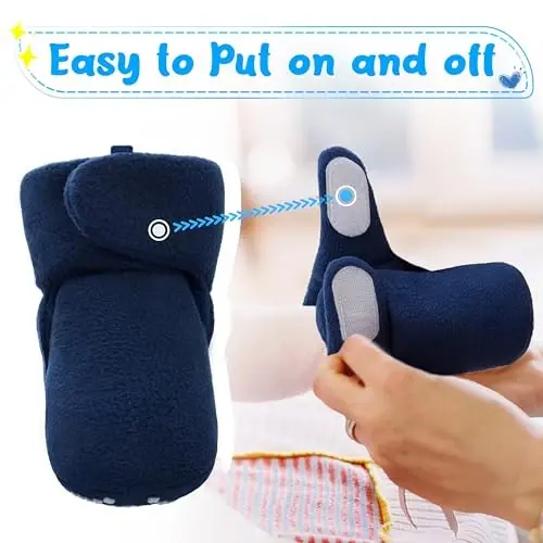 Pro Goleem Fleece Baby Booties, Warm Cozy Baby Slippers, Stay On Sock Shoes, Easy to Put on, Unisex Baby Gifts, Soft Non-Slip Adjustable Newborn Boots for Boys and Girls - 4