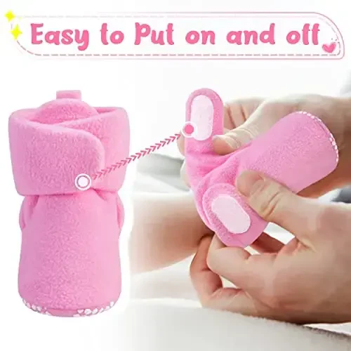 Pro Goleem Fleece Baby Booties, Warm Cozy Baby Slippers, Stay On Sock Shoes, Easy to Put on, Unisex Baby Gifts, Soft Non-Slip Adjustable Newborn Boots for Boys and Girls - 3