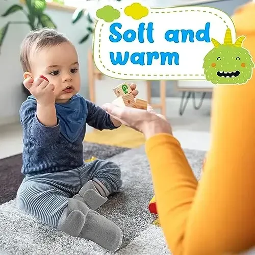 Pro Goleem Fleece Baby etiklari, issiq qulay chaqaloq terliklari, paypoq poyabzallari, kiyish oson, unisex chaqaloq sovg'alari, o'g'il va qizlar uchun yumshoq sirpanmaydigan sozlanishi yangi tug'ilgan etiklar - 2