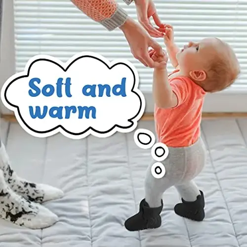 Pro Goleem Fleece Baby Booties, Warm Cozy Baby Slippers, Stay On Sock Shoes, Easy to Put on, Unisex Baby Gifts, Soft Non-Slip Adjustable Newborn Boots for Boys and Girls - 2