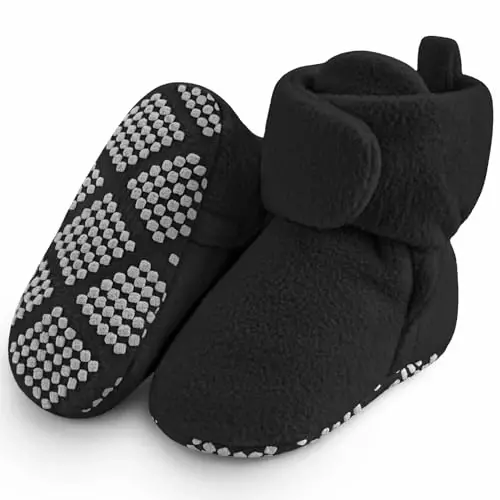 Pro Goleem Fleece Baby Booties, Warm Cozy Baby Slippers, Stay On Sock Shoes, Easy to Put on, Unisex Baby Gifts, Soft Non-Slip Adjustable Newborn Boots for Boys and Girls - 1