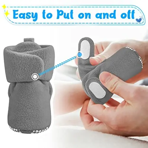 Pro Goleem Fleece Baby Booties, Warm Cozy Baby Slippers, Stay On Sock Shoes, Easy to Put on, Unisex Baby Gifts, Soft Non-Slip Adjustable Newborn Boots for Boys and Girls - 3