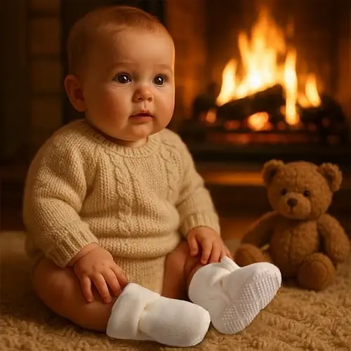 Pro Goleem Fleece Baby Booties, Warm Cozy Baby Slippers, Stay On Sock Shoes, Easy to Put on, Unisex Baby Gifts, Soft Non-Slip Adjustable Newborn Boots for Boys and Girls - 2