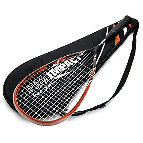 Pro Impact Graphite Carbon Fiber Squash Racket - Full Size lightweight - with Carry On Cover & Durable Strings - Made of Pure Graphite Designed to Improve Gameplay for All Skill Levels - 1