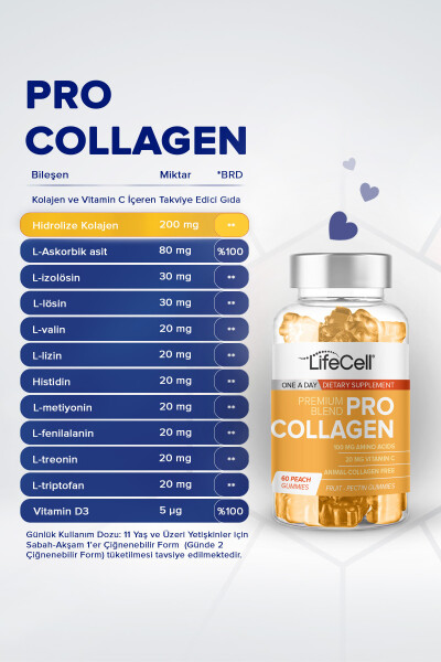 Pro Kolajen - 60 Adet Gummie Hidrolize Kolajen Ve Vitamin C İçeren Cilt Bakım Gıda Takviyesi - 13