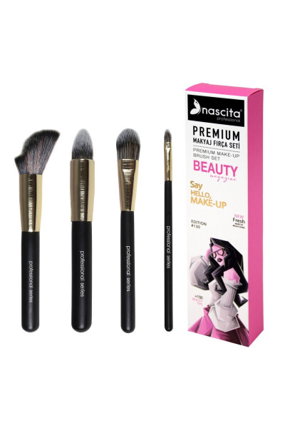 Pro Premium 4 Piece Blush Concealer Contour Makeup Brush Set - 1