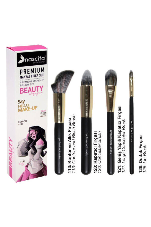 Pro Premium 4 Piece Blush Concealer Contour Makeup Brush Set - 2