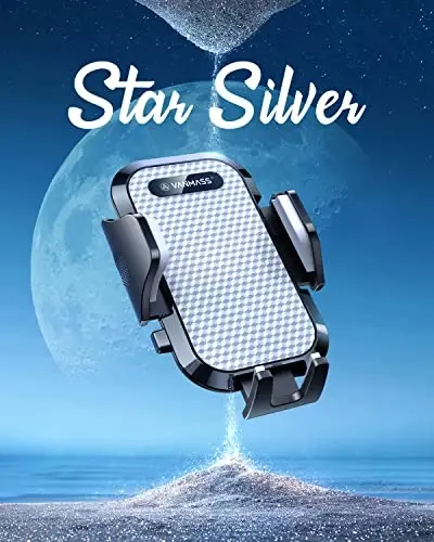 [Pro Version] VANMASS Universal Car Phone Mount [Super Suction Cup] Dashboard Phone Holder, Handsfree Windshield Dash Vent Phone Holder Car, Compatible for iPhone 17 16 15 14 Samsung LG & Truck,Silver - 3