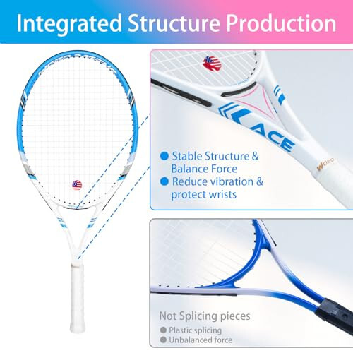 Pro Tennis Racket for Adults, 2 Player 27 inch Speed Tennis Racquet Acceptable for Beginner and Professional with 3 Tennis Balls, 2 Vibration Dampes, 2 Overgrips, Tennis Bag - 2