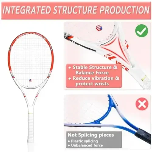Pro Tennis Racket for Adults, 2 Player 27 inch Speed Tennis Racquet Acceptable for Beginner and Professional with 3 Tennis Balls, 2 Vibration Dampes, 2 Overgrips, Tennis Bag - 2