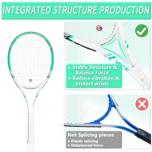 Pro Tennis Racket for Adults, 2 Player 27 inch Speed Tennis Racquet Acceptable for Beginner and Professional with 3 Tennis Balls, 2 Vibration Dampes, 2 Overgrips, Tennis Bag - 2