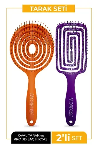 Pro Three-Dimensional Hair Brush Orange Pro Oval Hair Brush-Mixed - 1