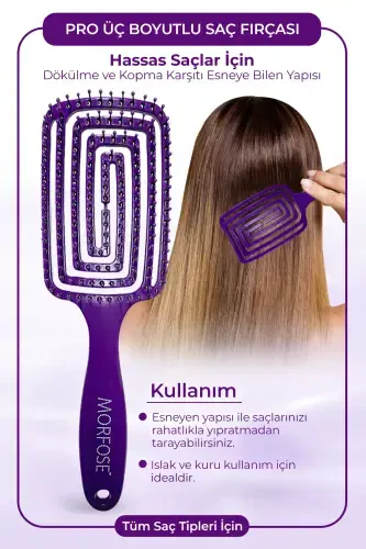 Pro Three-Dimensional Hair Brush Orange Pro Oval Hair Brush-Mixed - 5