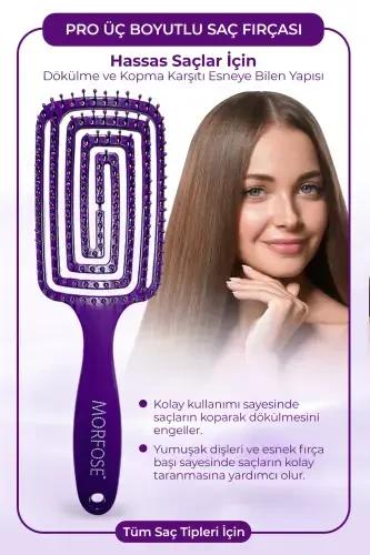 Pro Three-Dimensional Hair Brush-Purple - MORFOSE (1)