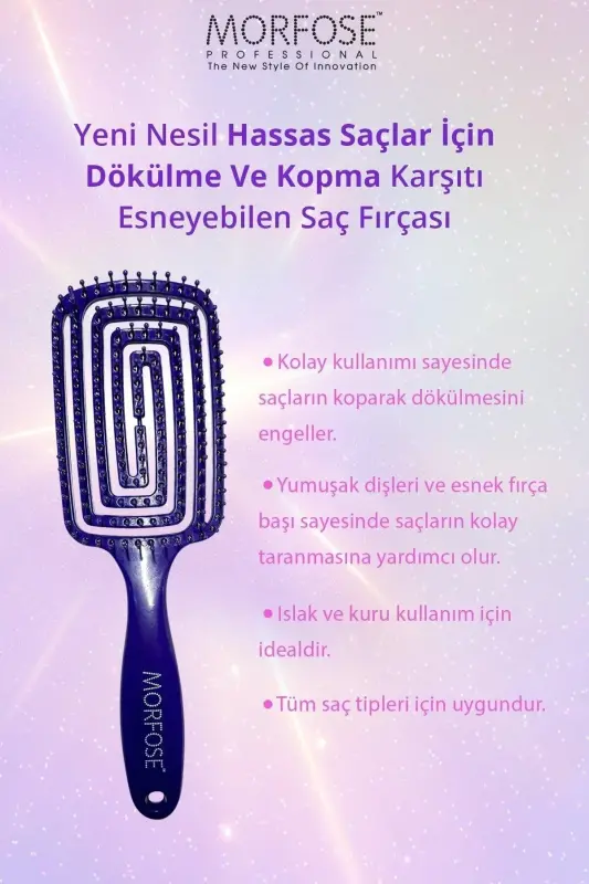 Pro Üç Boyutlu Normal Saç Fırçası X 2 Adet - Mor - 2