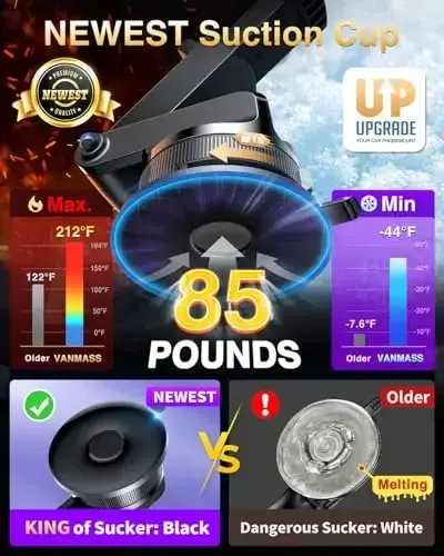 [Pro Version] VANMASS Universal Car Phone Mount [Super Suction Cup] Dashboard Phone Holder, Handsfree Windshield Dash Vent Phone Holder Car, Compatible for iPhone 17 16 15 14 Samsung LG & Truck,Purple - 3