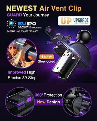 [Pro Version] VANMASS Universal Car Phone Mount [Super Suction Cup] Dashboard Phone Holder, Handsfree Windshield Dash Vent Phone Holder Car, Compatible for iPhone 17 16 15 14 Samsung LG & Truck,Purple - 6