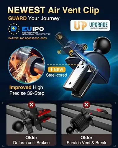 [Pro Version] VANMASS Universal Car Phone Mount [Super Suction Cup] Dashboard Phone Holder, Handsfree Windshield Dash Vent Phone Holder Car, Compatible for iPhone 17 16 15 14 Samsung LG & Truck,Silver - 6