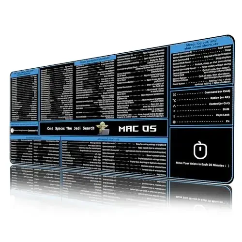 ProbTis Клавиатурные сочетания клавиш Мышь Pad Совместимость с MacOS, Компьютерные сочетания клавиш Cheat Sheet Mousepad, Сшитые края, Нескользящие базовые клавиатурные коврики, XXL Большой коврик для стола, 35,4 