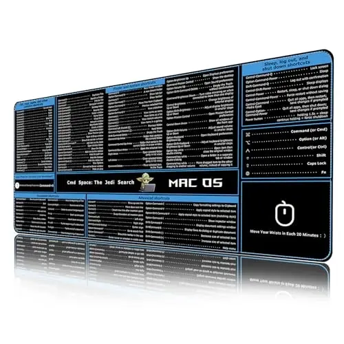 ProbTis Keyboard Shortcut Mouse Pad Compatible with MacOS, Computer Shortcut Cheat Sheet Mousepad, Stitched Edges, Non-Slip Base Keyboard Mats, XXL Large Desk Mat, 35.4”x15.7”, Office Gifts 