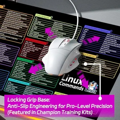 ProbTis Linux Commands Line Mouse Pad, Upgraded Pro Version, Cheat Sheet to Kali/Red Hat/Ubuntu/OpenSUSE/Arch/Debian/Unix Programmer, Extended Large Desk Mat, 35.4”×15.7
