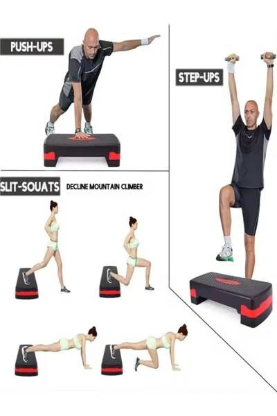 Прочная регулируемая фитнес-ступенька для дома с двумя уровнями (КРАСНАЯ) - 4