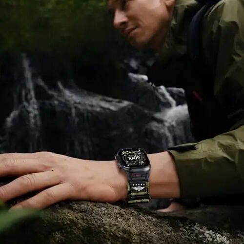 Прочный нейлоновый ремешок для Apple Watch Ultra 2, мужские ремешки 49 мм, 46 мм, 45 мм, 44 мм, 42 мм, дышащий ремешок на запястье с флагом в звездах и полосах, спортивный ремешок для тренировок для iWatch Bands Ultra Series 10 9 8 7 6 5 4 3 SE/Ultra2 - RUGGED