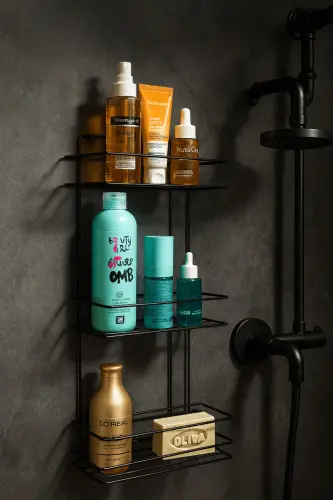 Прочный Нержавеющий Черный Самоклеящийся Полка Для Ванной Комнаты И Душа - 6