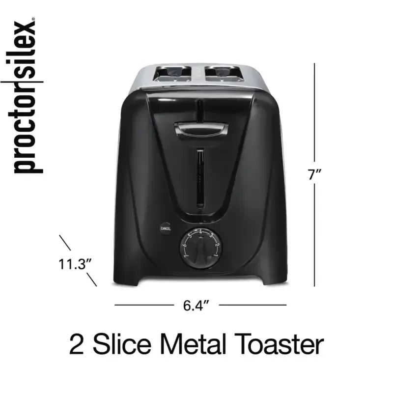 Proctor Silex 2 Slice Toaster, Built-In Cord Wrap, 7 Toast Shades, Auto Shutoff, Cancel Button, Silver and Black - 8